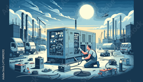 Construction site related concept vector illustration