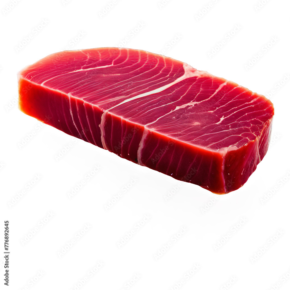 Raw tuna steak deep red hue firm texture captured in natural light Food and culinary Raw tuna steak deep red hue firm texture captured in natural light Food and culinary