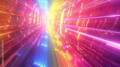 Stunning 3d render of abstract multicolor spectral lines of light reflecting in perspective  background  screensaver