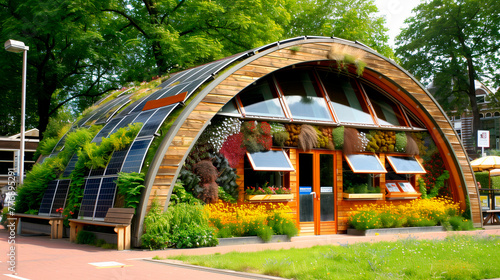 Ecological house. Renewable energy. Sustainability concept, international planet day.