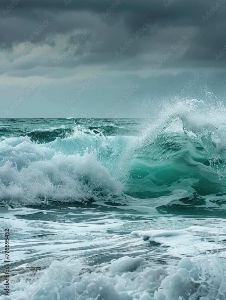 Obraz premium The waves of the ocean during the storm, turquoise color of the water, professional nature photo