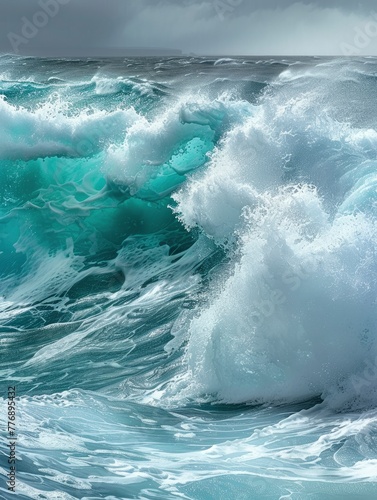 The waves of the ocean during the storm, turquoise color of the water, professional nature photo © shooreeq