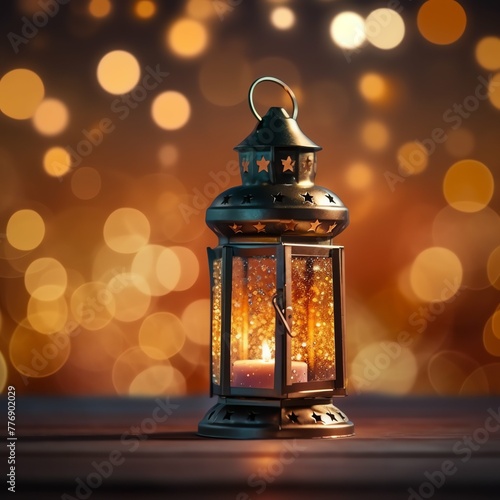 Eid mubarak and ramadan kareem greetings with islamic lantern and mosque. Eid al fitr background