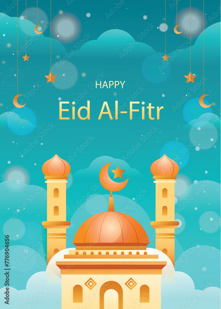 Gradient greeting cards collection eid al-fitr celebration