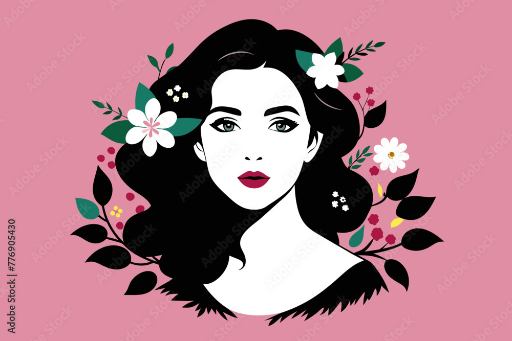 A Creative Fashion Portrait of Women Adorned with Flowers A Creative Fashion Portrait of Women Adorned with Flowers