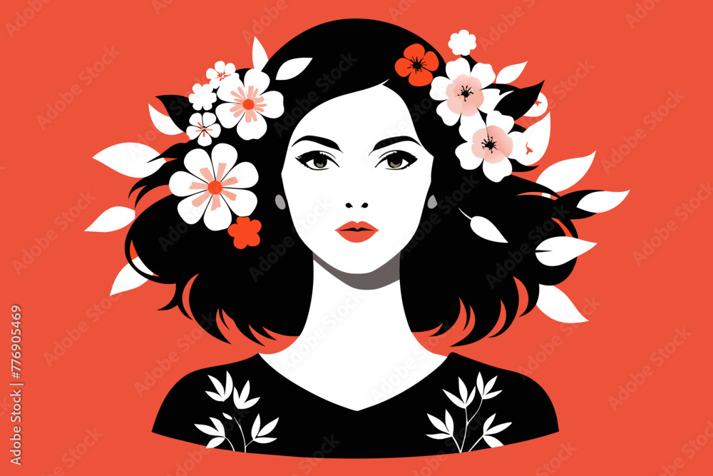 A Creative Fashion Portrait of Women Adorned with Flowers A Creative Fashion Portrait of Women Adorned with Flowers