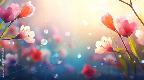 spring background blur holiday wallpaper with flowers © ma