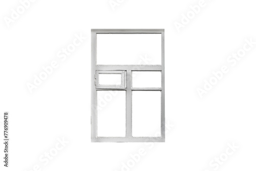 White wooden window isolated on transparent background.
