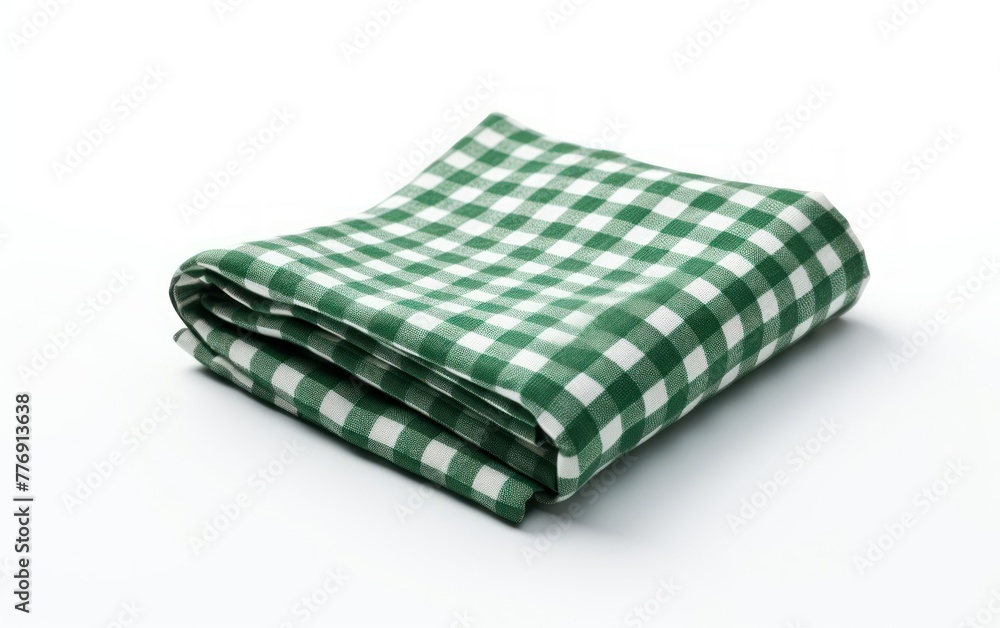 Green and white checkered tablecloth folded Green and white checkered tablecloth folded