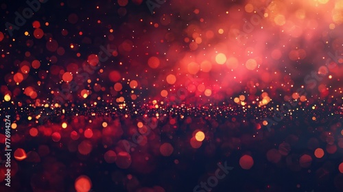 Blurred, bokeh lights background. Abstract red sparkles