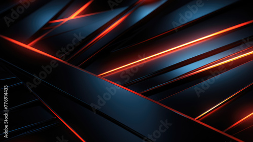 Dark abstract futuristic background. Diagonal neon lines, aglow, overlap layered. Pink and blue glow on dark black abstract background with empty blank copy space for design