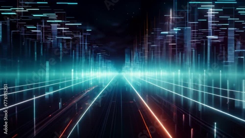 Wallpaper Mural Smart city dot point connect with gradient line, connection technology metaverse,Digital technology speed connect blue background, cyber nano information, Torontodigital.ca