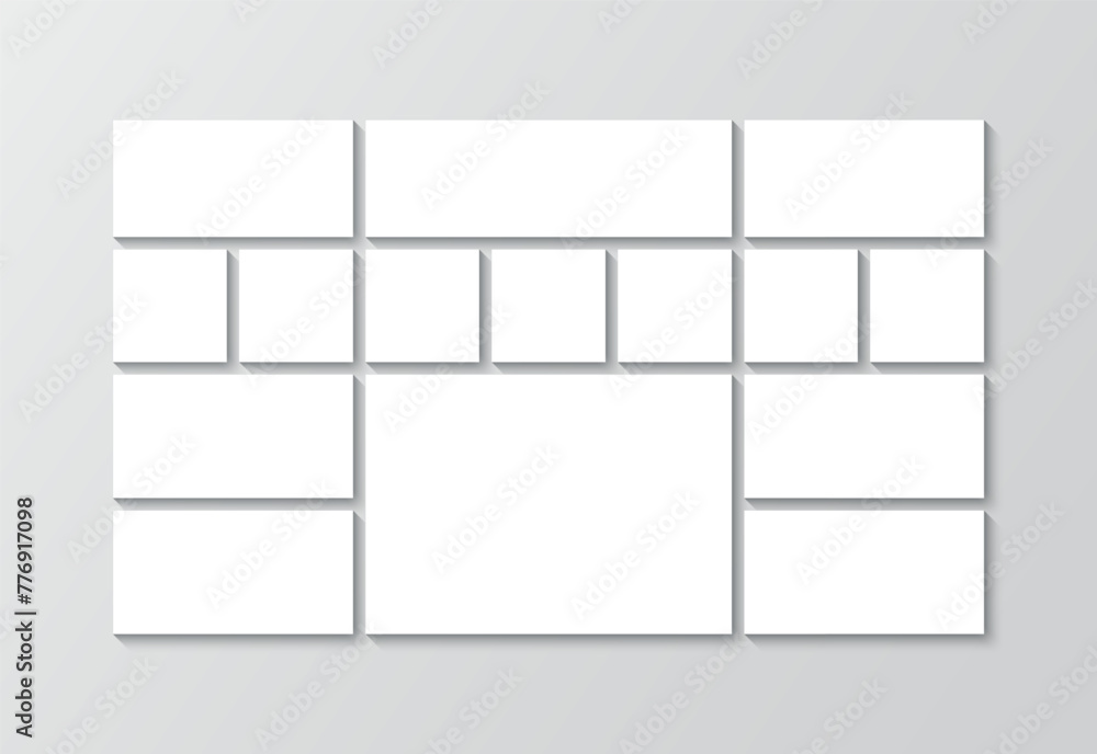 Mosaic pictures template. Moodboard mockup grid. Photoframe ombination background. Portfolio images layout. Photo collage frame. Album brandboard. Retro gallery banner. Vector illustration. Mosaic pictures template. Moodboard mockup grid. Photoframe ombination background. Portfolio images layout. Photo collage frame. Album brandboard. Retro gallery banner. Vector illustration.