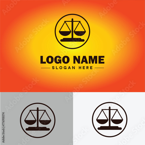 Justice scales law firm weight judgment logo icon vector for business app silhouette logo template