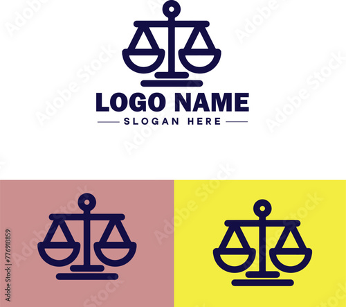 Justice scales law firm weight judgment logo icon vector for business app silhouette logo template