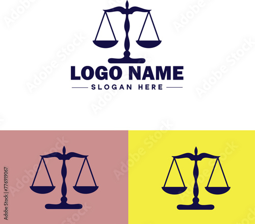 Justice scales law firm weight judgment logo icon vector for business app silhouette logo template