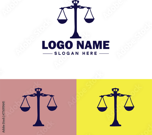 Justice scales law firm weight judgment logo icon vector for business app silhouette logo template