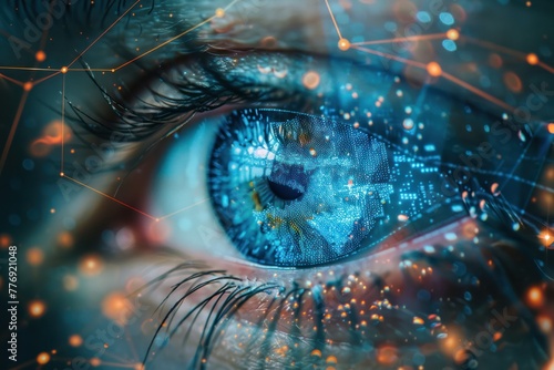 Biometric eye scan and network © Attasit