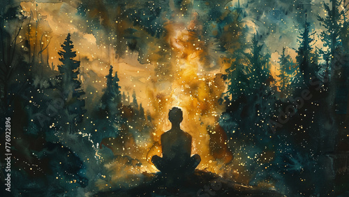 Cosmic Contemplation: Finding Inner Peace Amidst the Wilderness Under a Starlit Sky