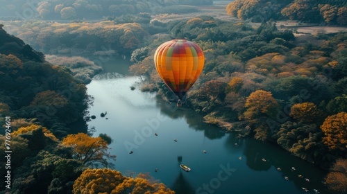 Hot air balloons flying over the Grand Canyon