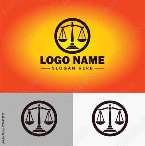 Justice scales law firm weight judgment logo icon vector for business app silhouette logo template