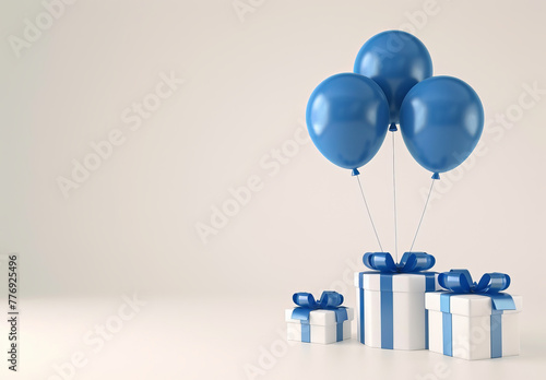 Vivid Blue Balloons Escaping Gift Boxes Artwork Perfect