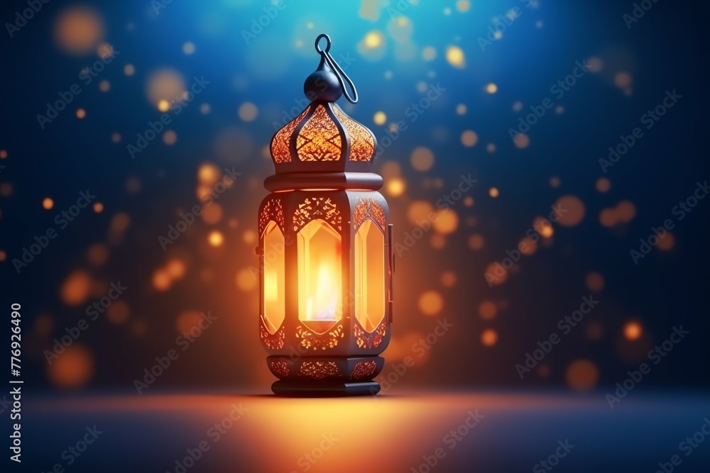 Eid mubarak and ramadan kareem greetings with islamic lantern and mosque. Eid al fitr background