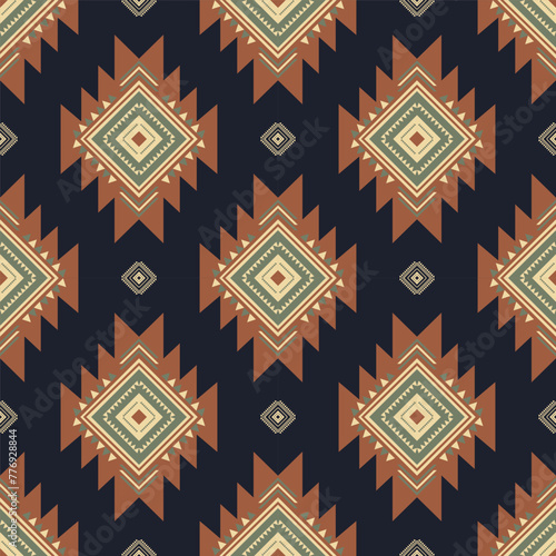 Aztec southwest colorful pattern. Vector native American southwestern geometric shape seamless pattern rustic bohemian style. Southwest geometric pattern use for textile, home decoration elements, etc