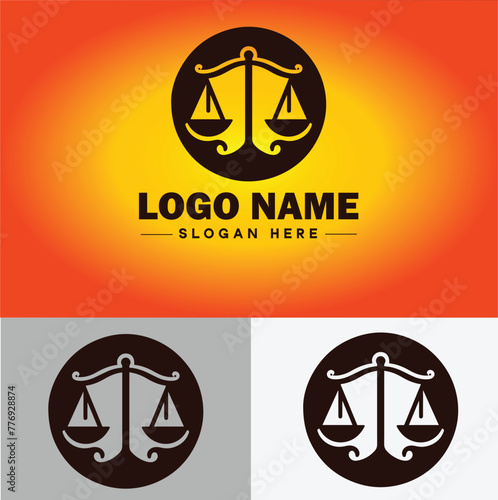 Justice scales law firm weight judgment logo icon vector for business app silhouette logo template