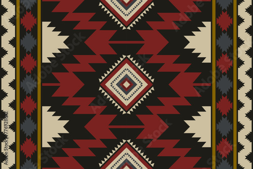 Aztec southwest colorful pattern. Vector native American southwestern geometric shape seamless pattern rustic bohemian style. Southwest geometric pattern use for textile, home decoration elements, etc