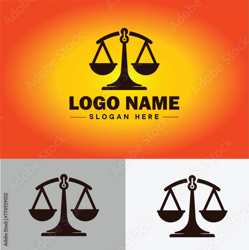 Justice scales law firm weight judgment logo icon vector for business app silhouette logo template