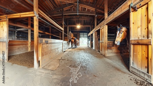 The Comprehensive Interiors of a Grand Horse Farm Stable, Bridging Tradition and Innovation