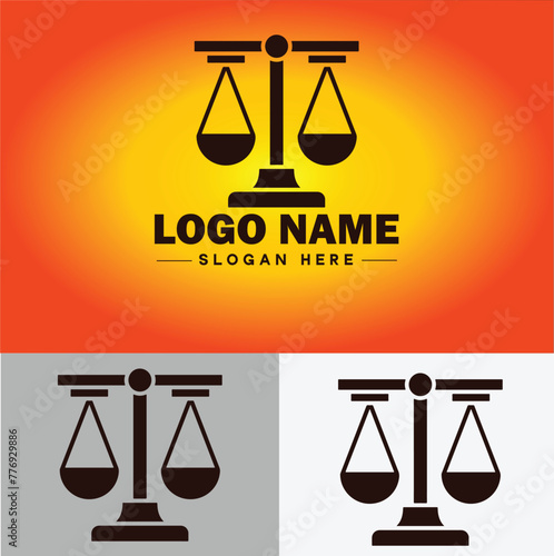 Justice scales law firm weight judgment logo icon vector for business app silhouette logo template