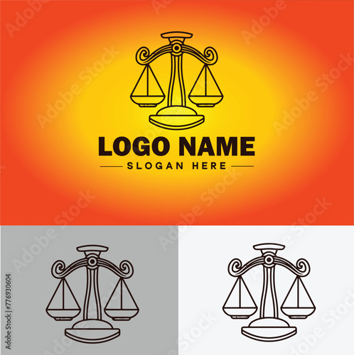 Justice scales law firm weight judgment logo icon vector for business app silhouette logo template