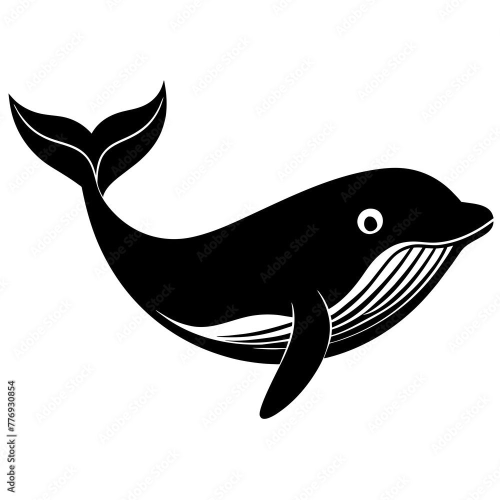 Fototapeta premium Simple whale Silhouette Vector logo Art, Icons, and Graphics vector illustration
