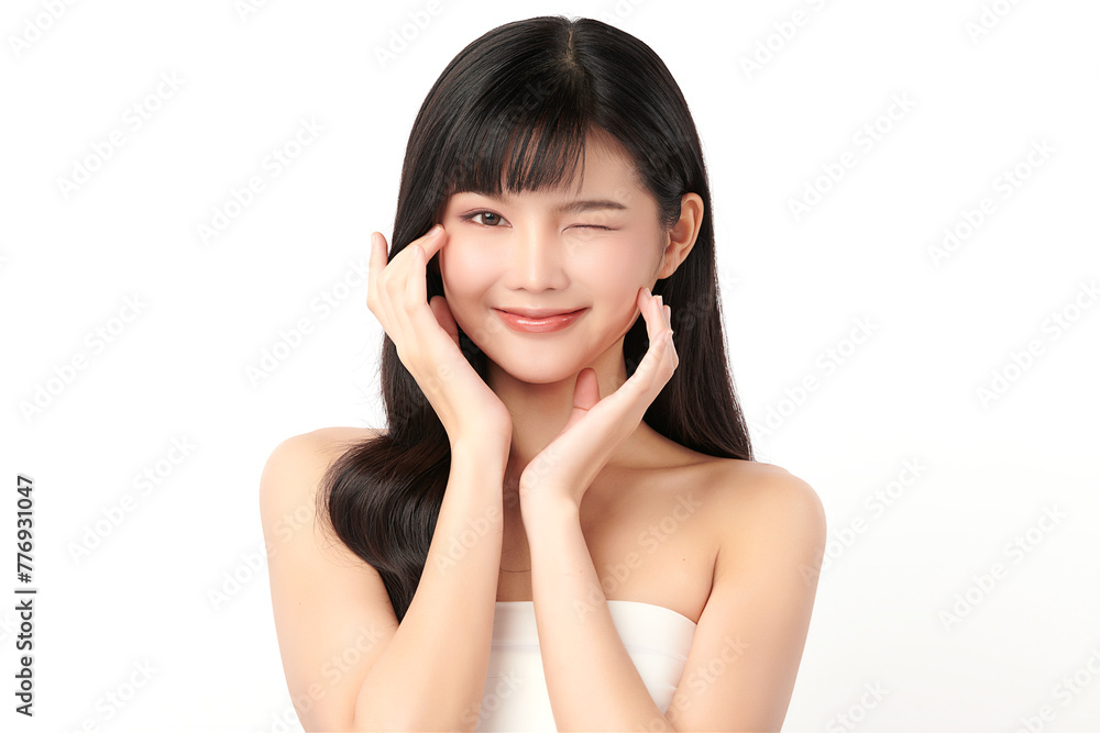 Beautiful young asian woman with clean fresh skin on white background, Face care, Facial treatment, Cosmetology, beauty and spa, Asian women portrait. Beautiful young asian woman with clean fresh skin on white background, Face care, Facial treatment, Cosmetology, beauty and spa, Asian women portrait.