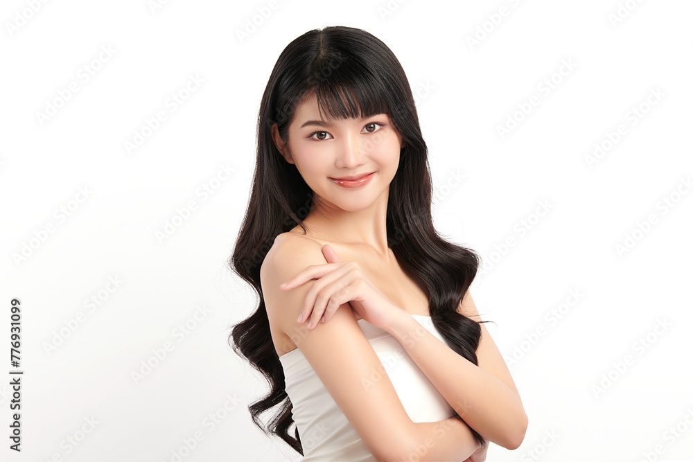 Beautiful young asian woman with clean fresh skin on white background, Face care, Facial treatment, Cosmetology, beauty and spa, Asian women portrait. Beautiful young asian woman with clean fresh skin on white background, Face care, Facial treatment, Cosmetology, beauty and spa, Asian women portrait.
