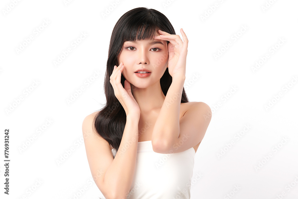 Beautiful young asian woman with clean fresh skin on white background, Face care, Facial treatment, Cosmetology, beauty and spa, Asian women portrait. Beautiful young asian woman with clean fresh skin on white background, Face care, Facial treatment, Cosmetology, beauty and spa, Asian women portrait.
