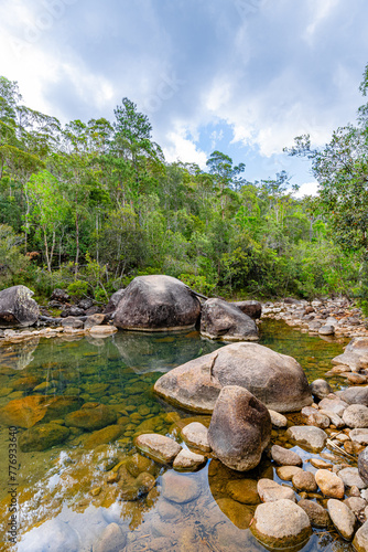 Portrait crop of the amazing rock pools at Upper Stoney Creek, Byfield National Park, Queensland.