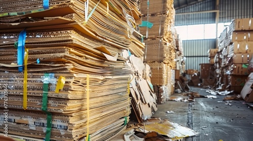 Piles of Paper and Cardboard at the Recycling Plant, Driving the Industry Toward a Greener Tomorrow