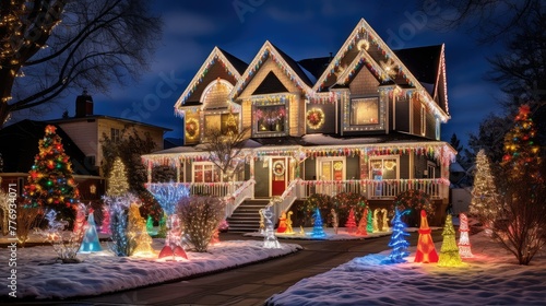 festive christmas house lights