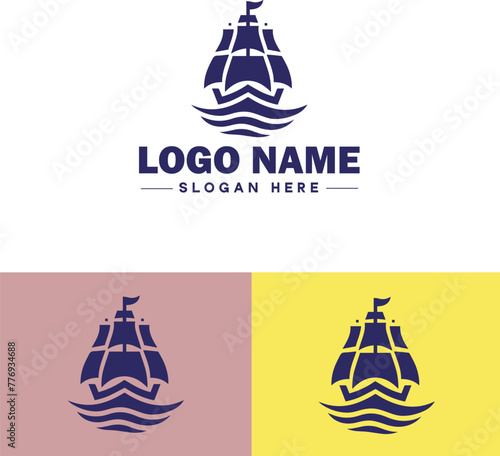 ship sea shipping cargo cruise ocean ship boat logo icon vector for business app silhouette logo template