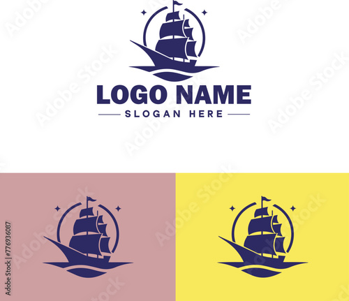 ship sea shipping cargo cruise ocean ship boat logo icon vector for business app silhouette logo template