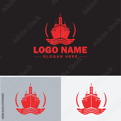 ship sea shipping cargo cruise ocean ship boat logo icon vector for business app silhouette logo template