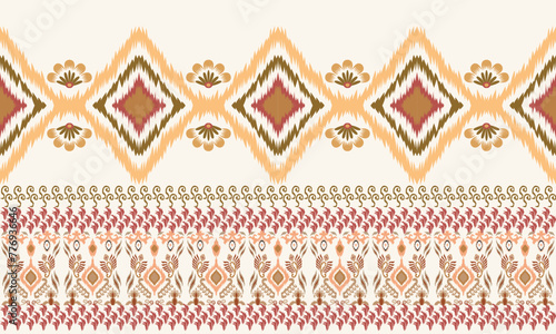 Hand draw Ikat floral paisley embroidery on white background.geometric ethnic oriental pattern traditional.great for textiles, banners, wallpapers, wrapping vector.