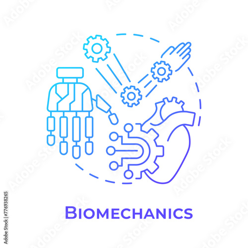 Biomechanics blue gradient concept icon. Function of biological systems. Medical engineering. Round shape line illustration. Abstract idea. Graphic design. Easy to use in presentation