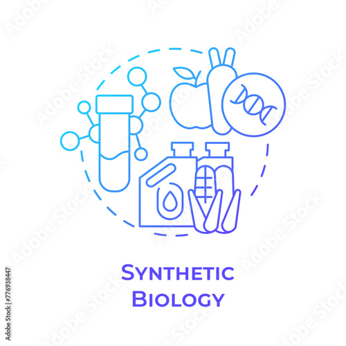 Synthetic biology blue gradient concept icon. Genetic engineering. Food science. Organic chemistry. Round shape line illustration. Abstract idea. Graphic design. Easy to use in presentation