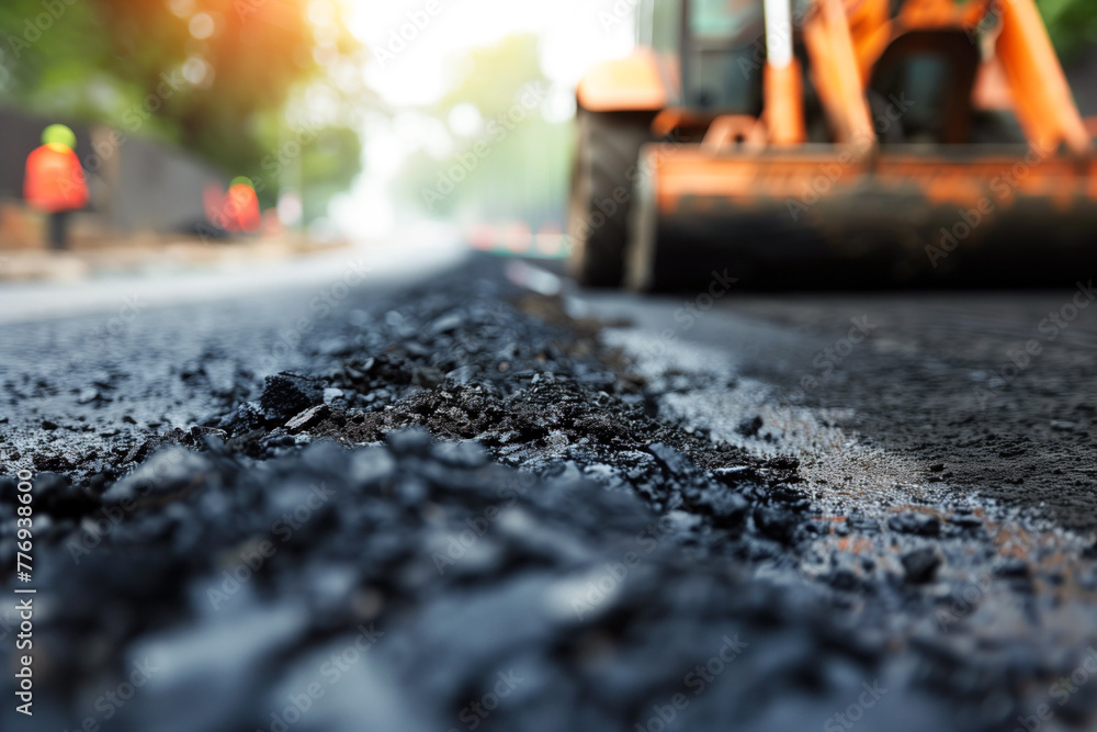 Naklejka premium Fresh asphalt on city street