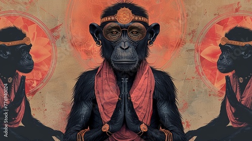 Saffa, humanlike animal, meditation, ska, Beaker culture , illustration photo