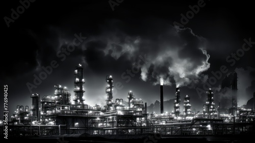 lights oil and gas black and white